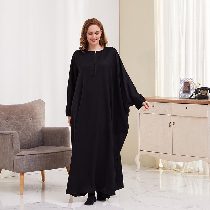 Big Swing Batwing Sleeve Solid Color Muslim Dress XG2056