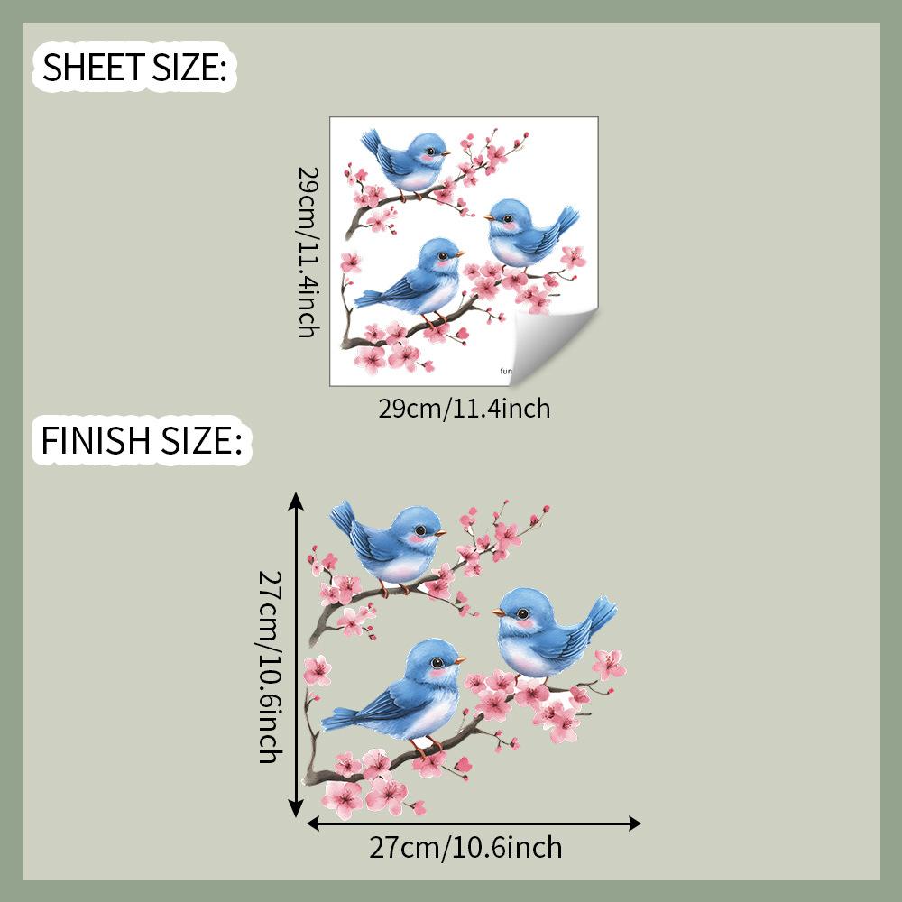 

Наклейки для ванной, туалета и украшения дома с ветками персикового цвета и птицами m301