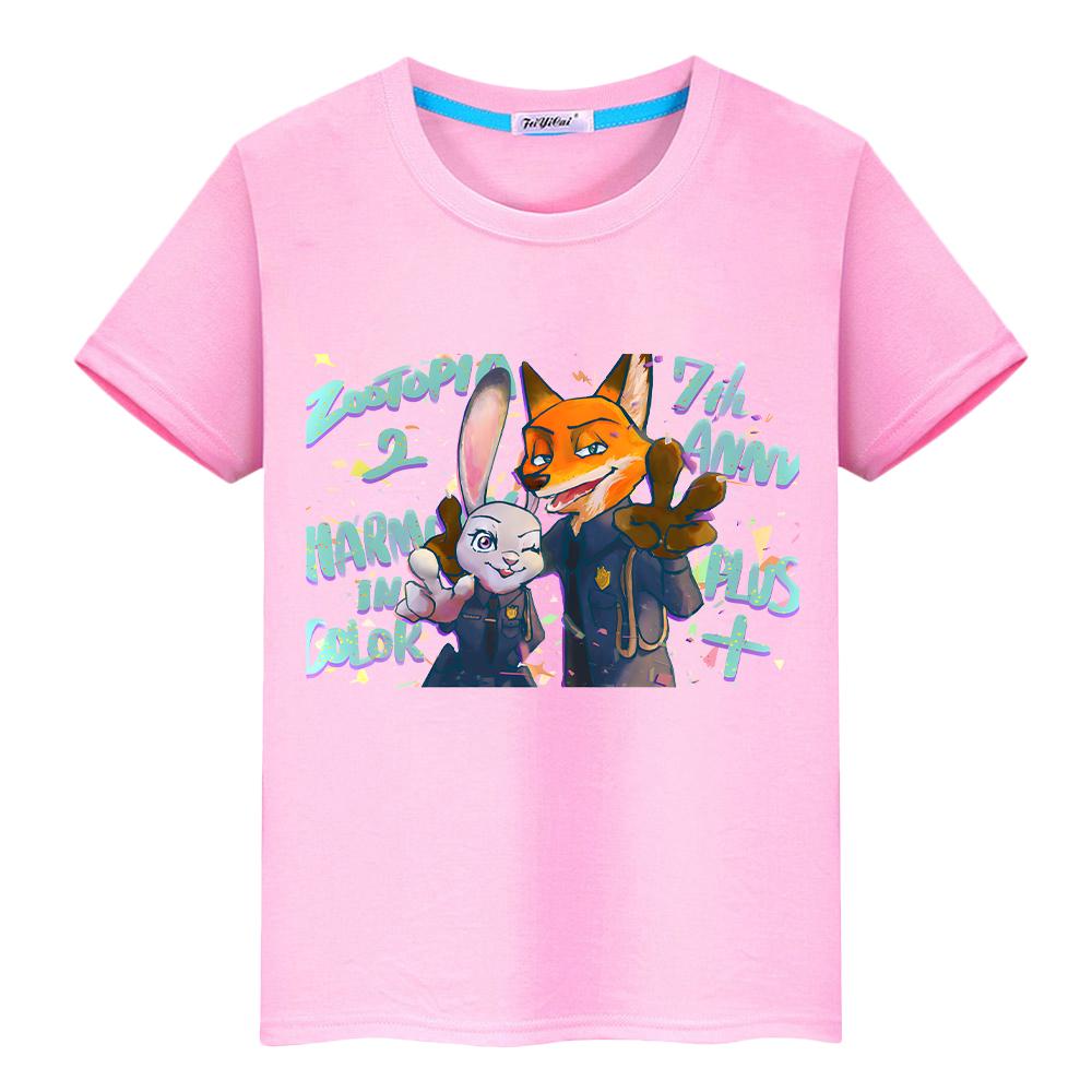 Zootopia 2 Print Anime Kurzarm-T-Shirt für Kinder Jungen 10 Jahre 100% Baumwolle Pride T-Shirt Kawaii Oberteile y2k Einteiler Mädchenkleidung Kinder-T-Shirt