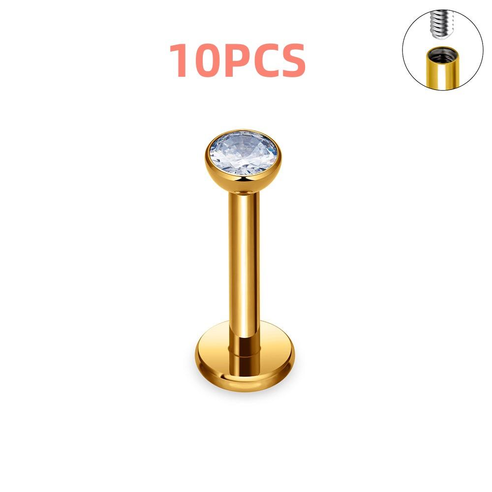 10/50PCS G23 Titanium Internal Thread Cup Shaped Ear Cartilage Nail Simple And Fashionable Perforated Zircon Ear Nail Lip Nail