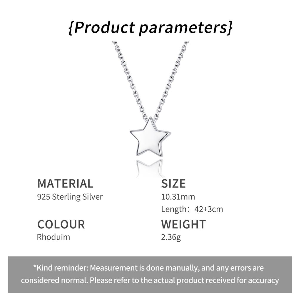 Yinshiqi S925 Sterling Silver Mini Star Pendant Necklace for Women
