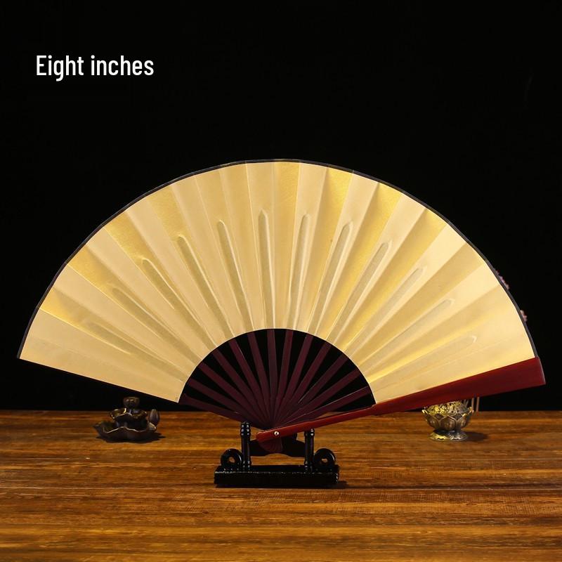 Men's Ancient Style Hanfu Bamboo Folding Fan - Silk Xuan Paper Summer Fan