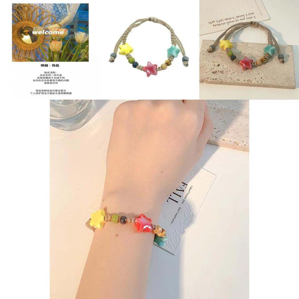 Lightweight Luxury Handmade Ceramic Bracelet With Geometric Star Beads