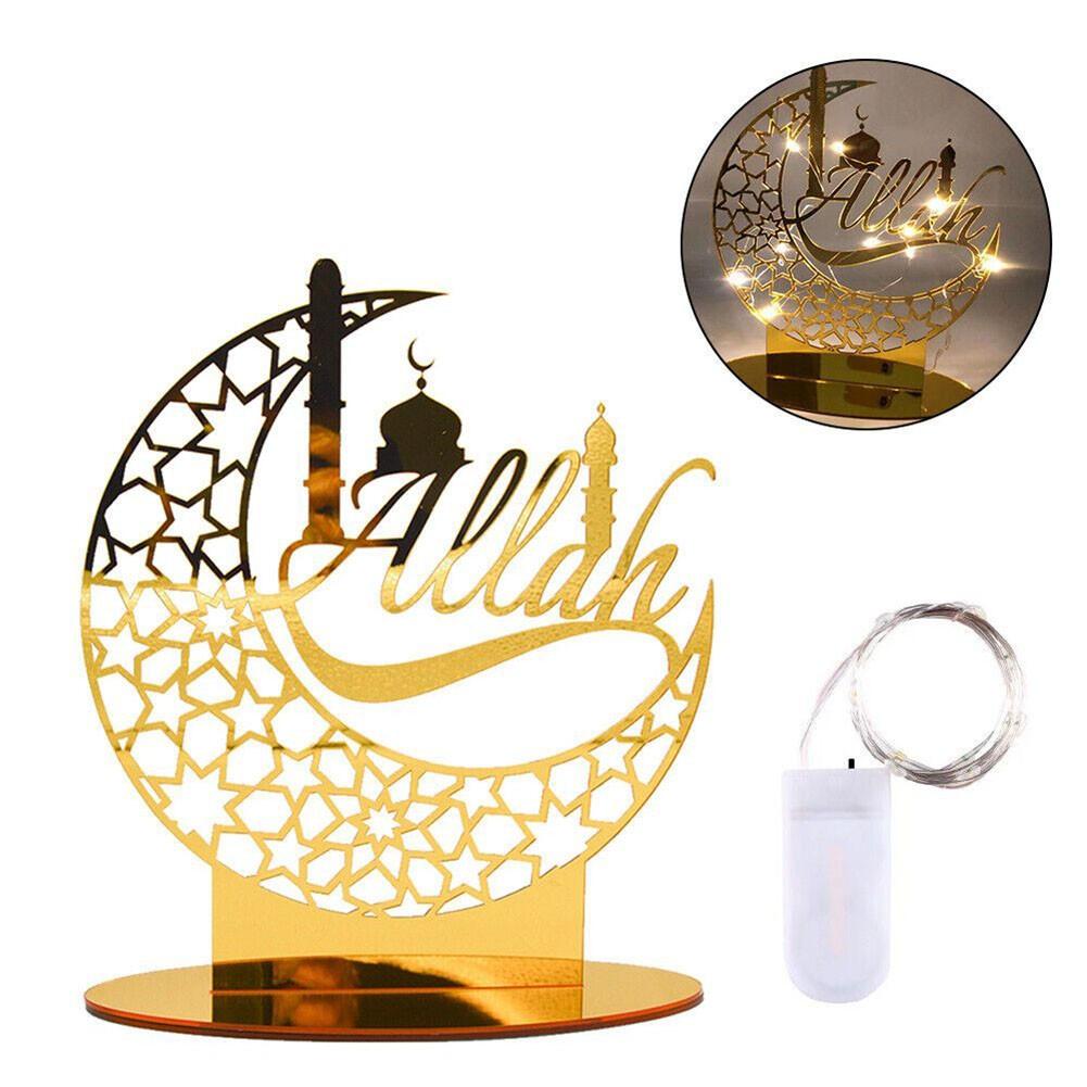Ramazan Akrilik Eid Mubarak Dekorasyonu, Cami Müslüman Masa Dekoru LED Ay İslam