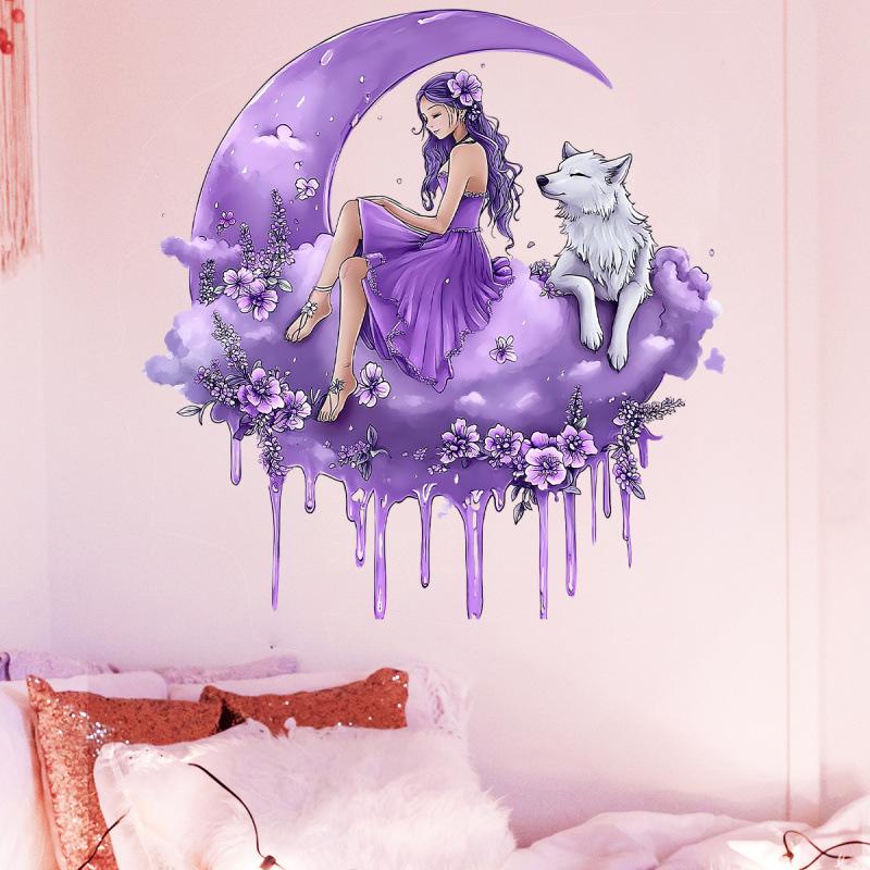 Creative Butterfly Girl English Wall Sticker - Self-Adhesive Decor for Background Walls