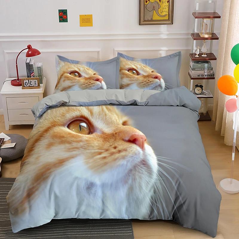 3PCS Single-sided Printed Bedding Set Comforter Funny Cute Pet Duvet Bedding Cover Pillows Comfortable Bedspreads For Kids Teens