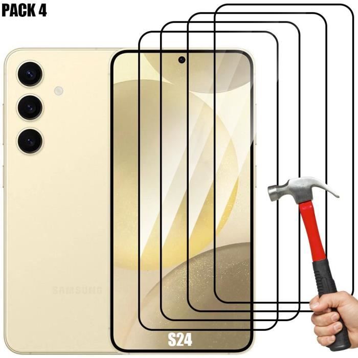 4 Verre Trempé Intégral pour Samsung Galaxy S24, Protection d'écran Anti-Rayures 9H