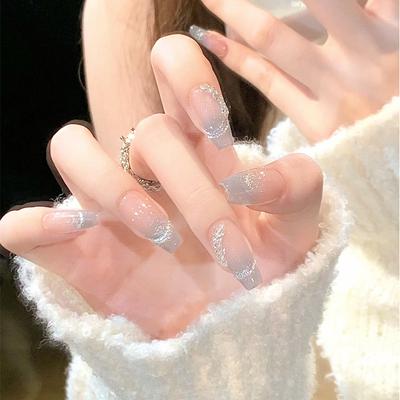 Nail Art Cat's Eye Tragenagel Nagelkunst Nagelpatch Tragenagel Fertiger Nagel Film Fairy Qi Feiner Glitzer Lichtfarbe 24 Stück