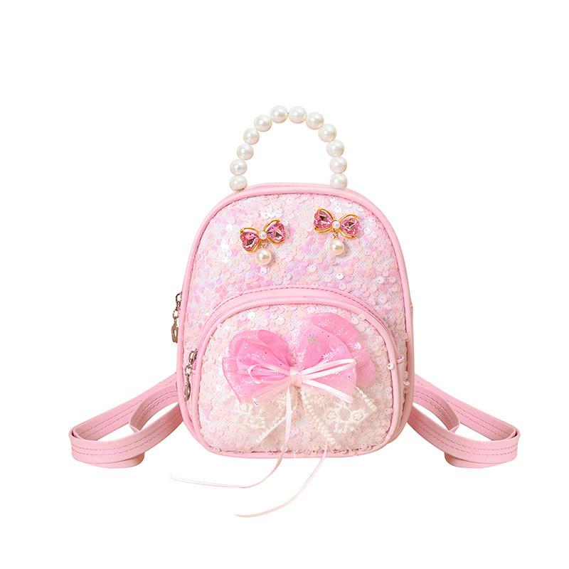 Backpack Fashion Kids With Artificial Pearl Hand Held And Bow Decor For Daily