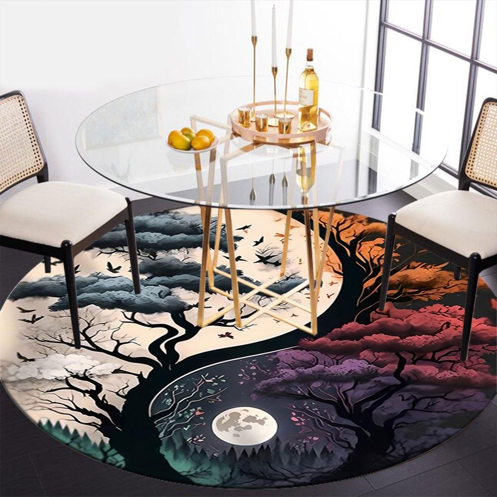 Yin-Yang Tree of Life: Harmony in NatureRound Non-Slip chair mat chair carpet for office Rugs for Office Decor Gift For Valentine's Day Mother's Day H