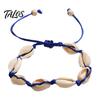 Flexible Rope Bracelets for All Sizes Handmade Seashell Bracelet, Natural Shell Boho Beaded Adjustable Retractable Knot Wristbands Woven String