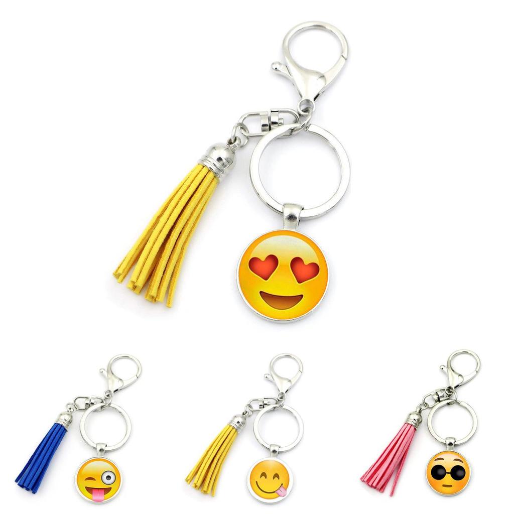 Adorable Funny Expression Time Gem Keychain Pendant Creative Unique Tassel Charm