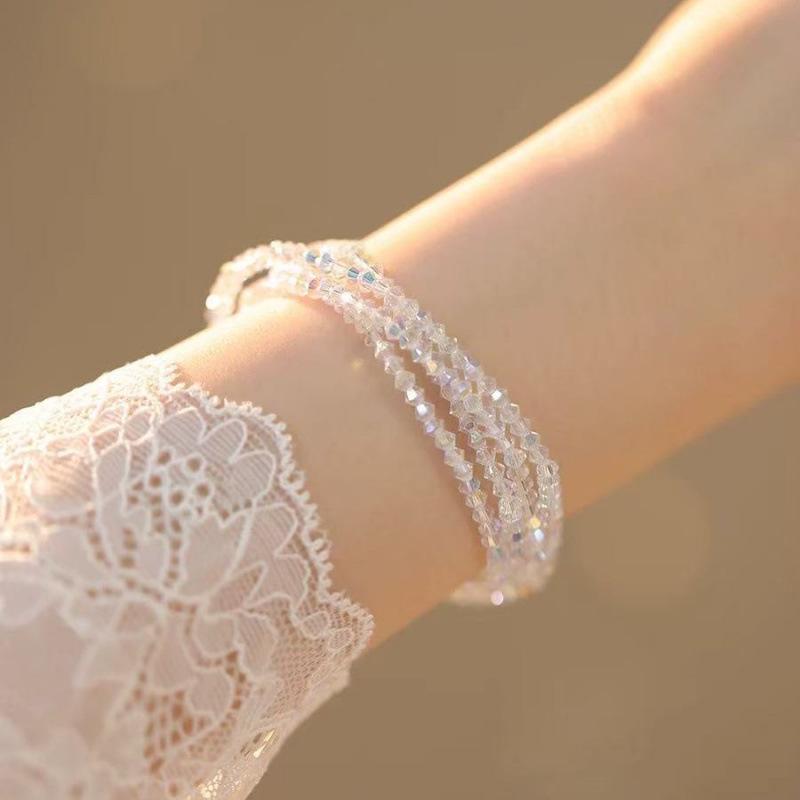 Women's Exquisite Crystal Beaded Bracelet - Sparkling Jewelry Gift for Besties