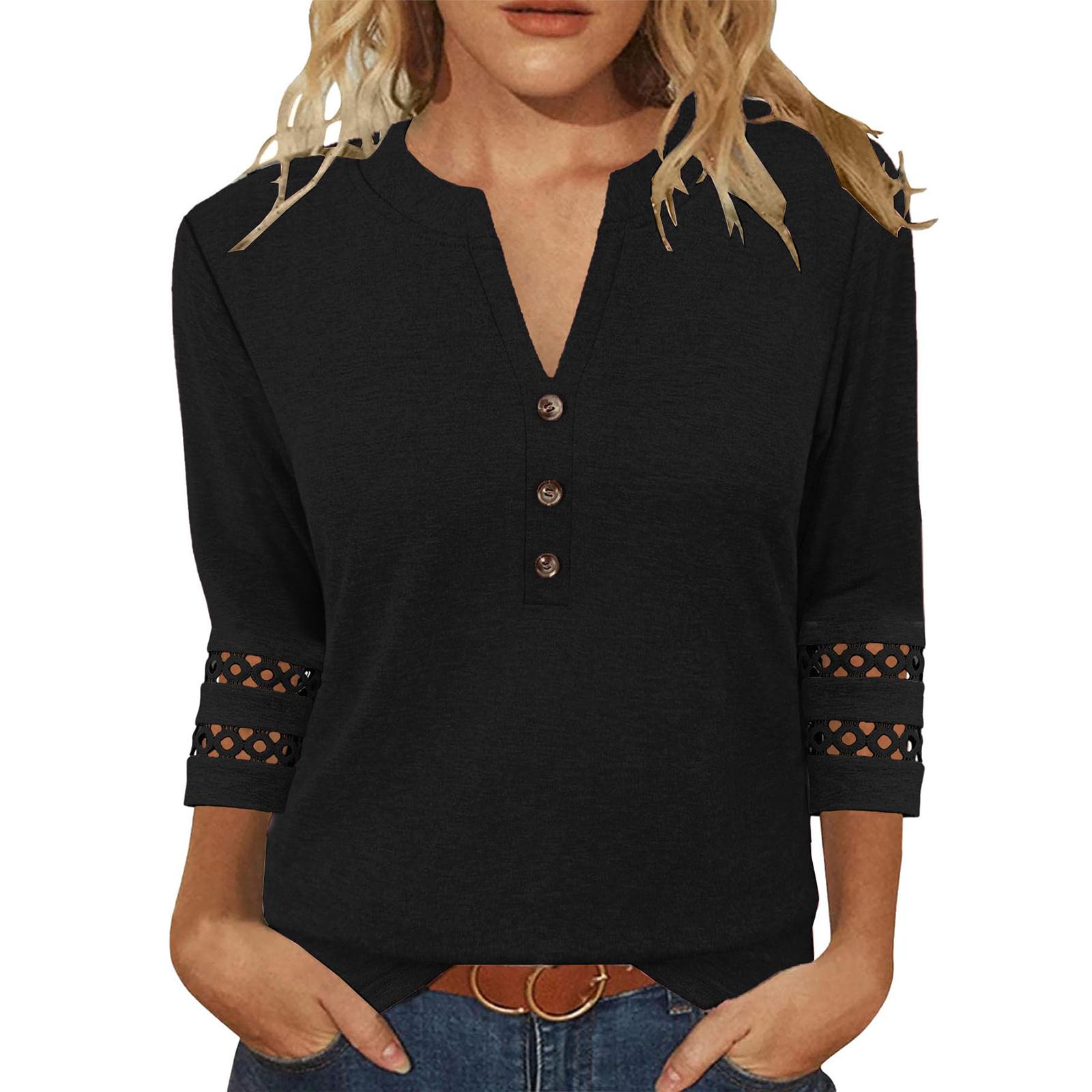 Women s fashionable three-quarter sleeve loose top L