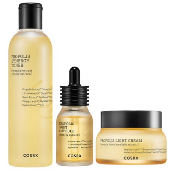 

[COSRX Trio Set] Full Fit Propolis Synergy Toner 280ml + Full Fit Propolis Light Ampoule 30ml + Full Fit Propolis Light Cream 65ml