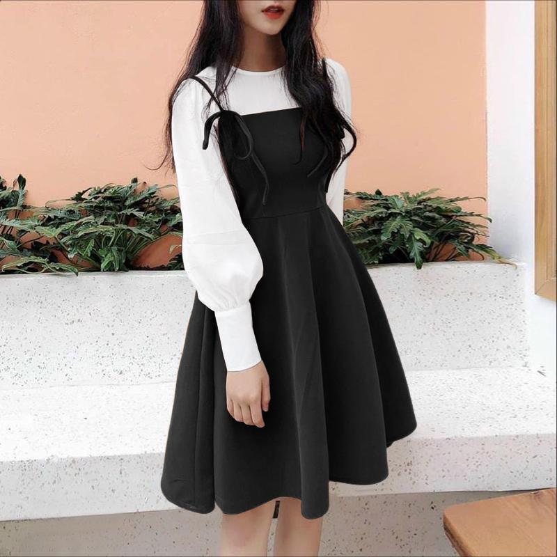 

ZANZEA Жіноча елегантна повсякденна сукня з латками та довгими рукавами 4XL чорний