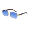 Frameless Trimmed Sunglasses Men'S Trendy Retro Square Sunglasses Men'S Imitation Wood Grain Glasses Legs Glasses