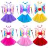 4 Piece Girls Fairy Costume Set Kids Cosplay Angel Tutu Skirt Headband Dress Up Photography Role
