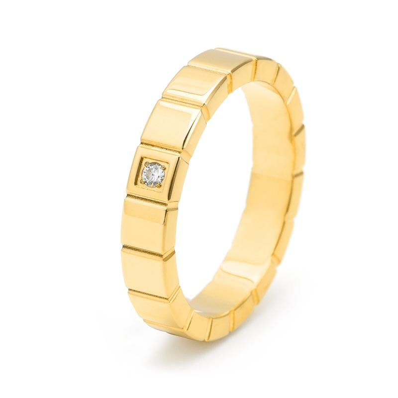 Anello Quadrato Temperamento Premium con Singolo Diamante in Acciaio al Titanio Anello per Coppia Femminile