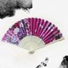 Silk Material Chinese Folding Fan Flower Pattern Folding Design Silk Fan Bamboo Wood Artificial Silk Hand Fan Home Decoration