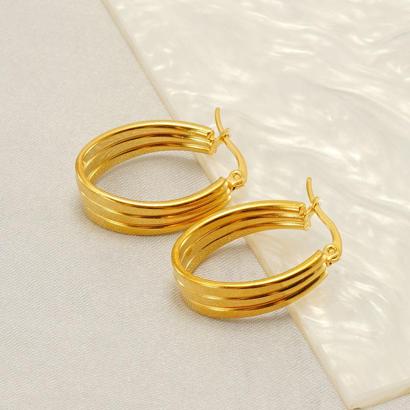 2023 Multi-Layer 18k Gold Plated Stainless Steel Earrings - Fashionable, Simple, Versatile Titanium Steel Hoops