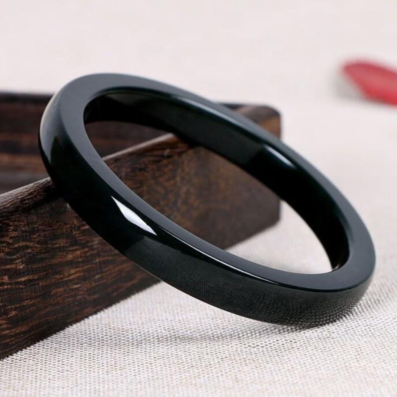 Натуральный Черный Нефритовый Квадратный Браслет-Браслет Китайский Нефритовый Браслет для Женщин, Темно-Зеленый Под Сильным Светом Ручной Работы Нефритовый Манжет 56-57mm