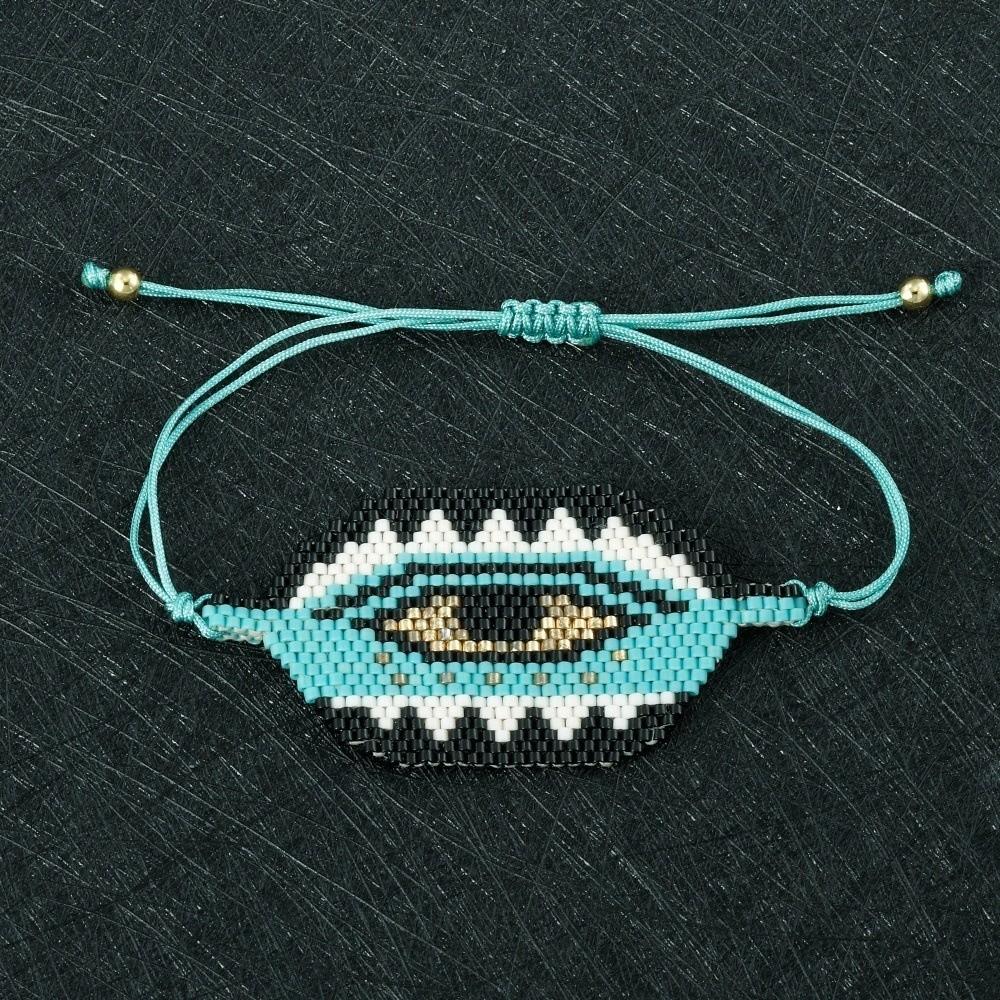 Cool Adjustable Beaded Bracelet Fashion Vintage Demon Eyes Hand Chain Exquisite Aesthetic Lip Biting Bangle Couple