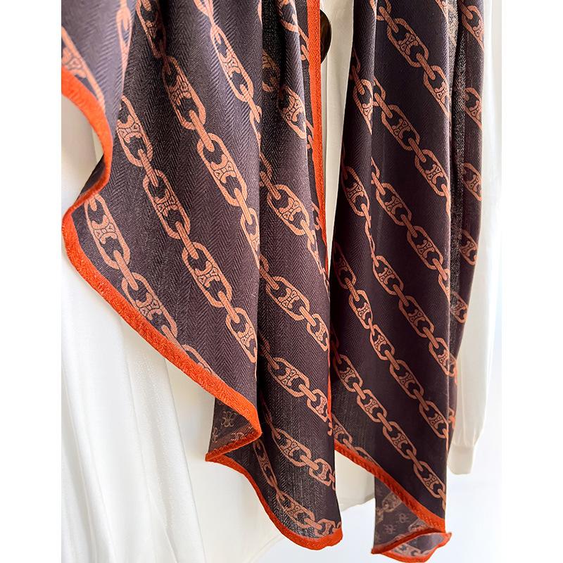 Korean Geometric Fashion Versatile Small Streamer Scarf High-end Professional Scarf Neck Protection Fashionable Versatile Warmth Thin Style