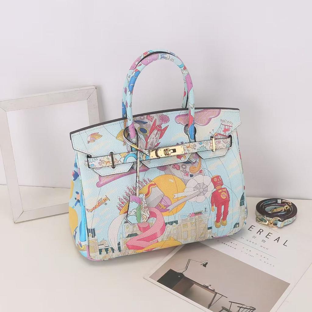 2025 Neues Modell, lackierte Tasche, Damenhandtasche aus Rindsleder erste Schicht, tragbare Schulter-Umhängetasche, personalisiertes Tiermuster