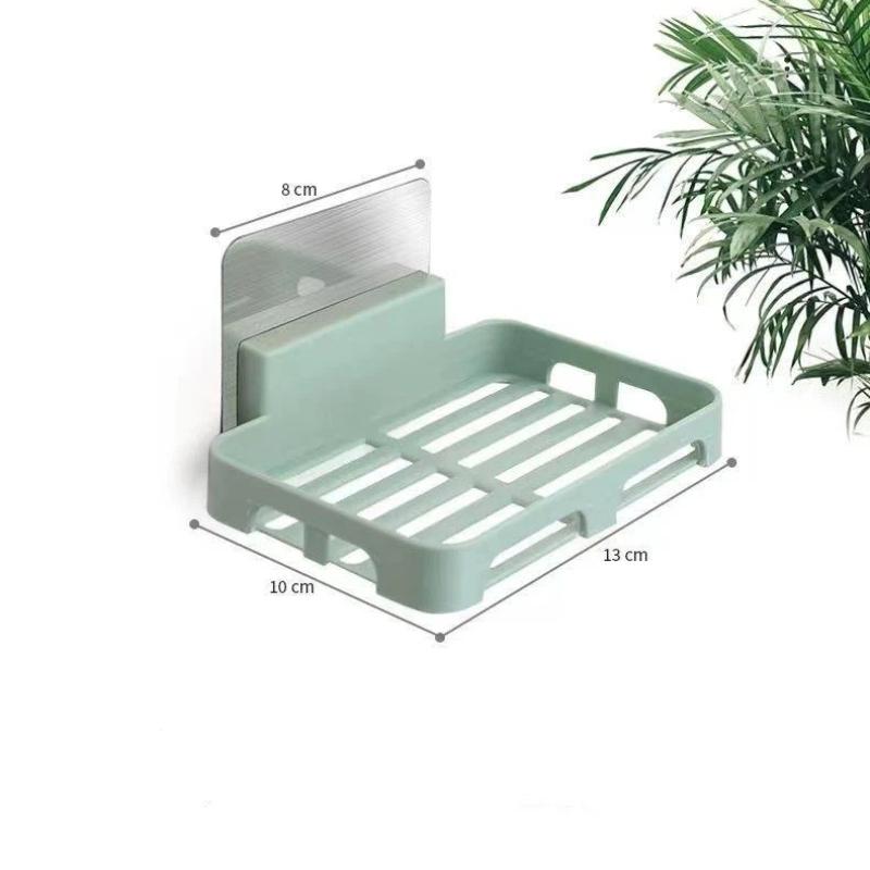 Self Adhesive Wall Mounted Soap Dish Holder With Drainage No Drilling For Bathroom Kitchen Sink