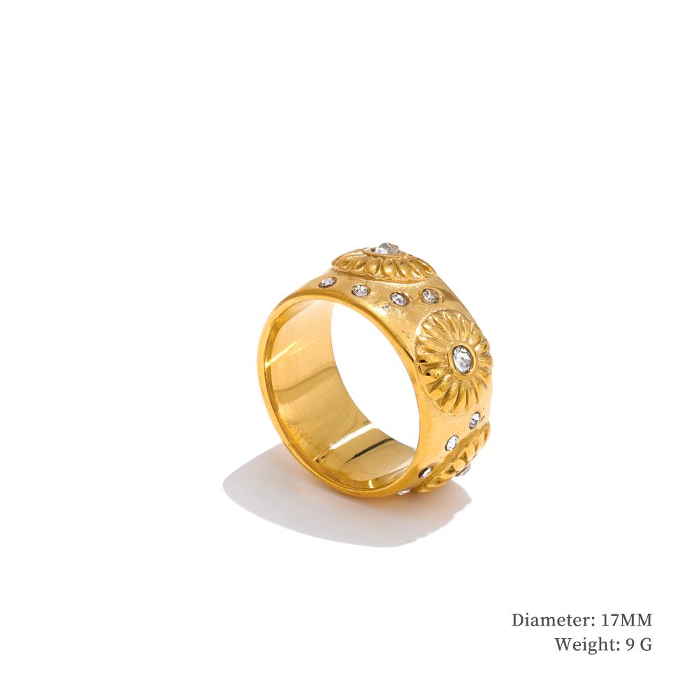 

Yhpup Stainless Steel Daisy Flower Casting Golden Earrings Bracelet Bangle Ring 18K PVD Plated Stylish Trendy Jewelry New Design