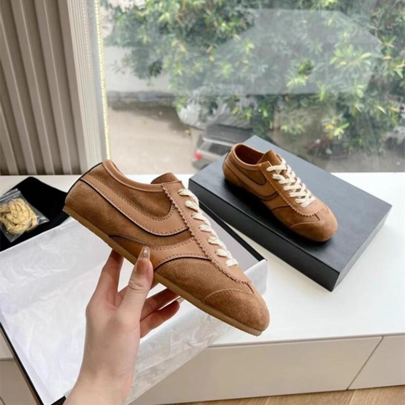 German Training Shoes Women New Genuine Leather Women Sneakers Flat Lace-up Retro Large Size Forrest Gump Shoes Women