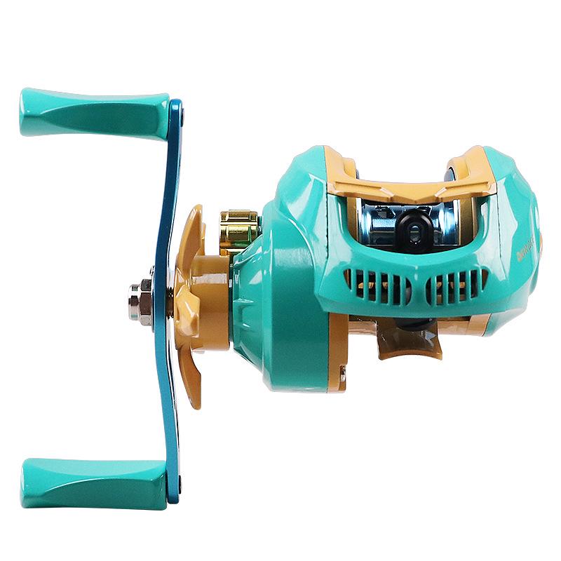 Black Bass Fishing Reel: Full Metal Spool, Rocker Arm, 7.1 Brake, Long Cast Winding Wheel