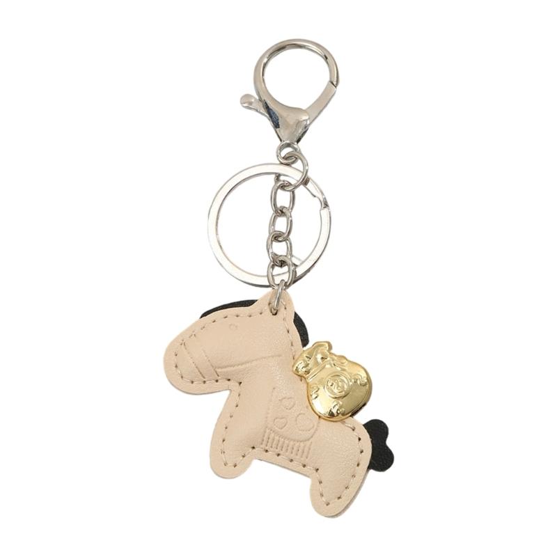 Handcrafted Leather Keychain Symbolizing Good Luck and Prosperity Horse Pendant Key Ring for Couples and Car Owners