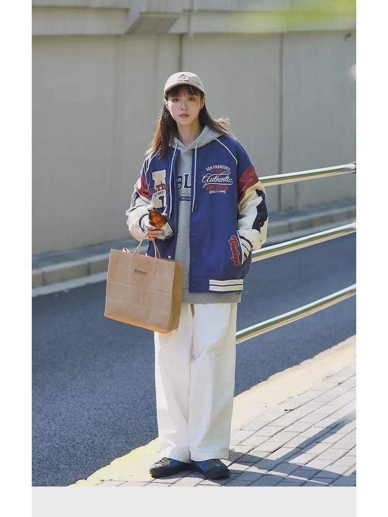 2024 Men's Trendy Korean Style Color-Contrast Baseball Jacket, Perfect for Spring and Autumn