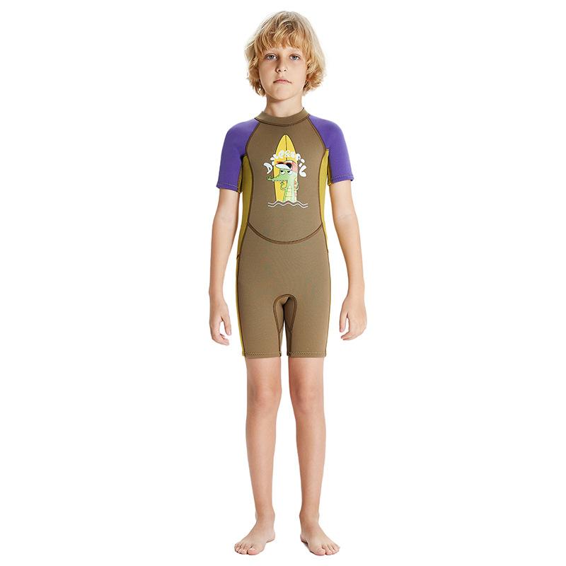 New 2.5MM children's wetsuit thermal one-piece short-sleeved wetsuit medium and older children's cold-proof snorkeling surf suit