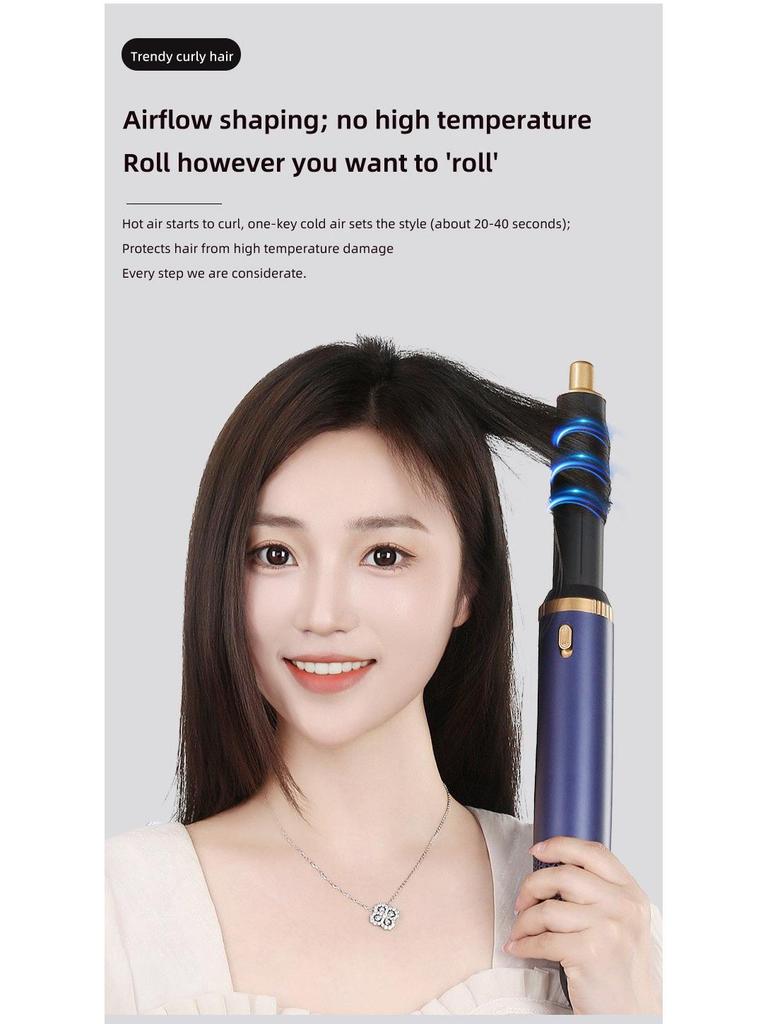 5-in-1 Hot Air Brush Set: Automatic Curler, Straightener, Multifunctional Hair Dryer with Replaceable Heads