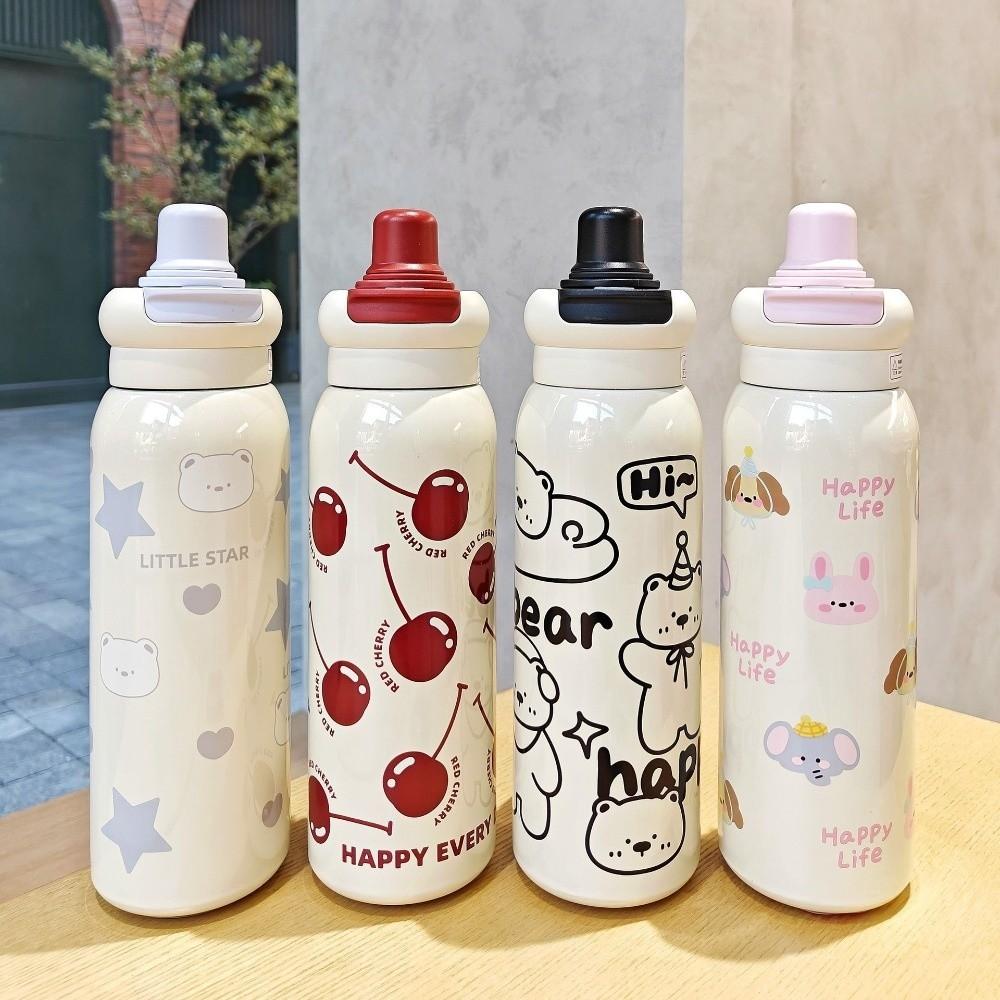 620ml Capacity Vacuum Insulated Water Bottle High-Capacity Straw Travel Cup  Student