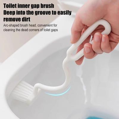 Toilet Brush with Extended Bristles S-Shaped Head No Dead Corners Wall-Mounted Long Handle Stain Removal Toilet Scrubber