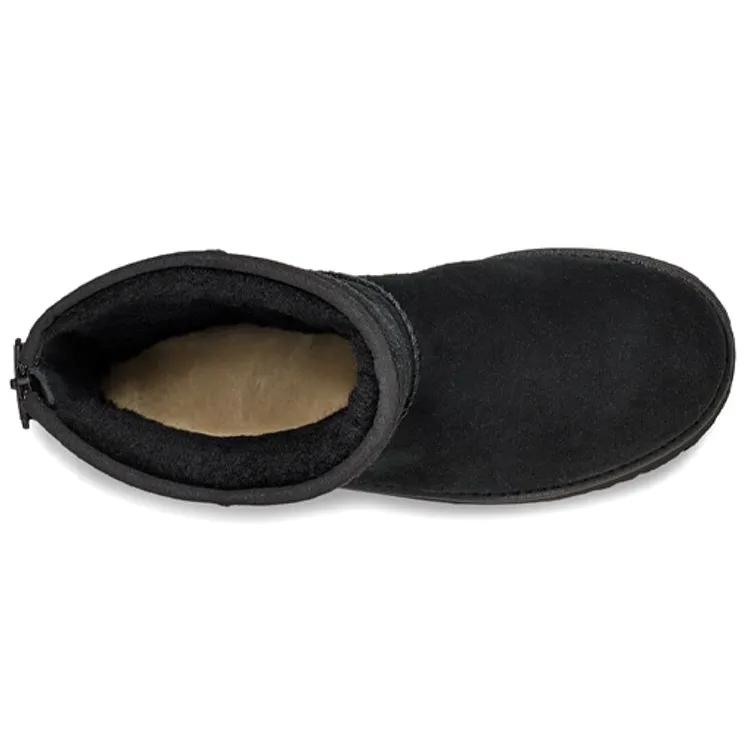 UGG W Classic Short Logo Zip 'Black' Women's (Unisex) Snow Boots 1122672 BLK