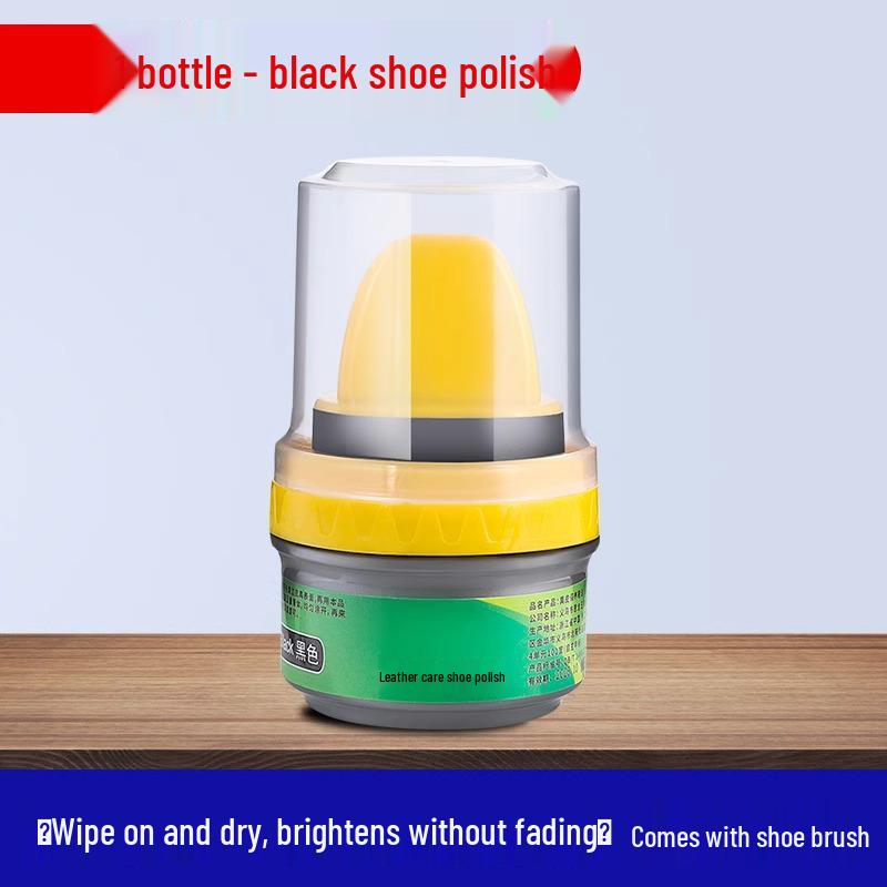 Black Genuine Leather Shoe Polish & Care Oil with Brush - Colorless, High-Grade Universal Shoe Wax