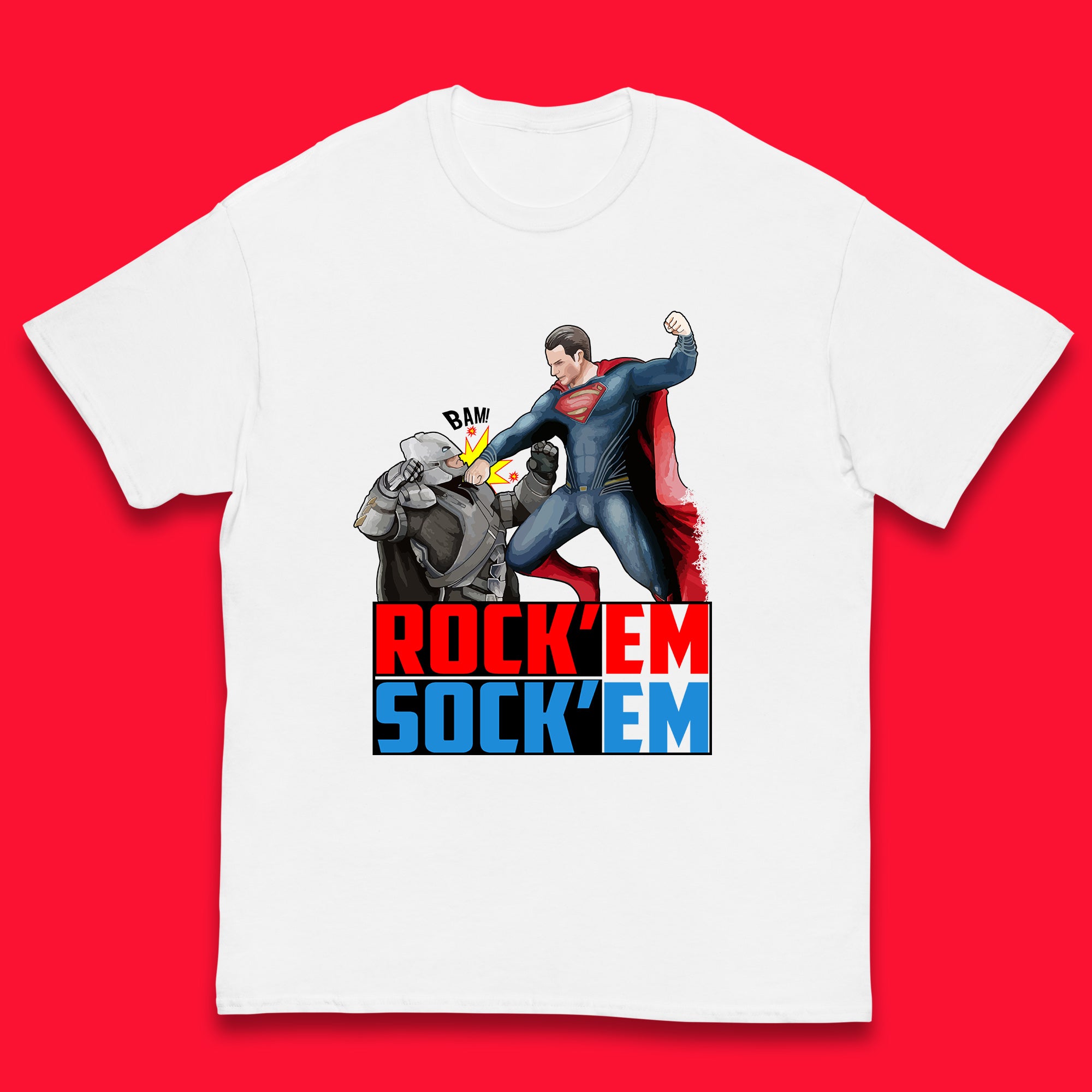 Рок-н-Ролл Бэтмен против Супермена Рассвет Справедливости DC Comics Супергерои Сражаются Финальное Противостояние Детская Футболка 140