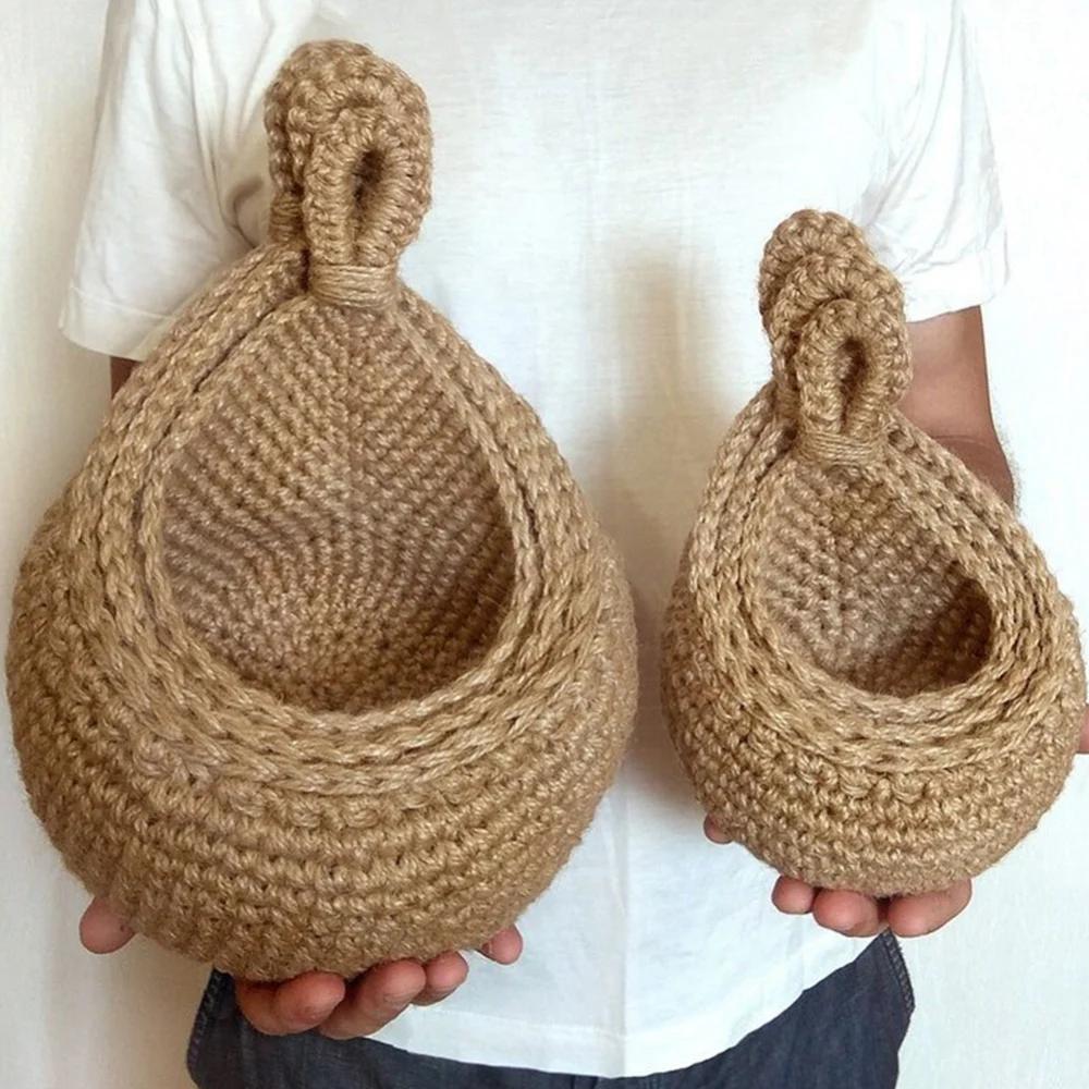 Fruit Vegetable Basket XS-2XL Handwoven Wall Hanging Teardrop Plant Basket Kitchen Table Wall Hanging Storage Basket Container