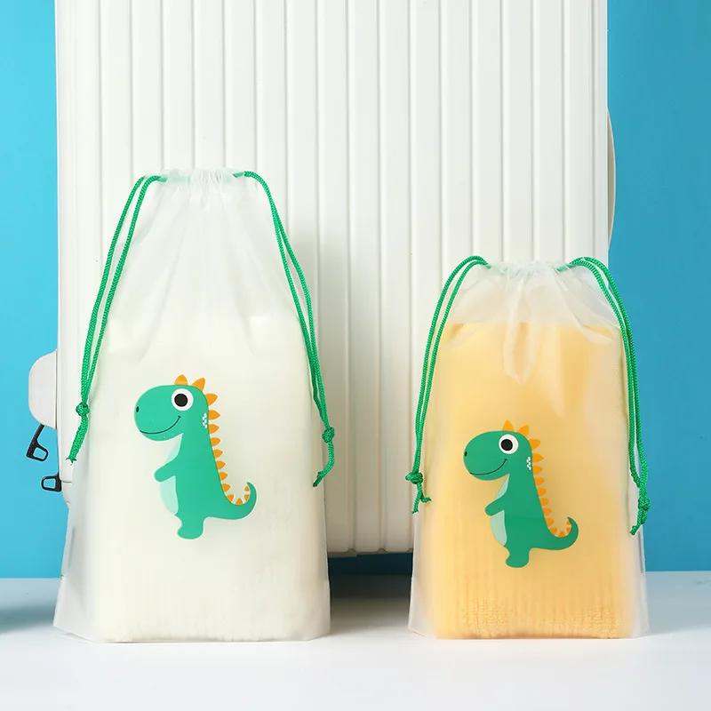 1pcs Transparent Drawstring Storage Bag Clothes Underwear Shoes Organizer Pouch Travel Toiletries Cosmetic Cartoon Storage Bag