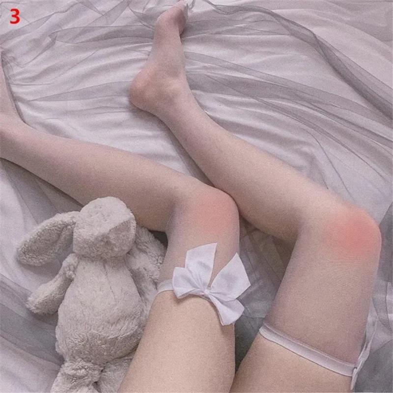 Women Lace Bow Stockings Mesh Nets Fishnet Thigh High Stockings Cosplay Over Knee Stockings Nightclub Long Socks
