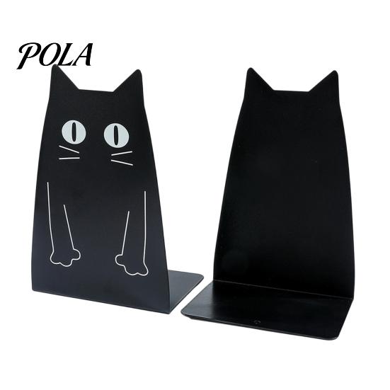 Desktop Bookend 1 Pair Metal Cat Book Ends, Cute Bookends for Shelves, Decorative L-shaped Heavy Duty Support Stopper Home Office Desk Bookshelf Decor