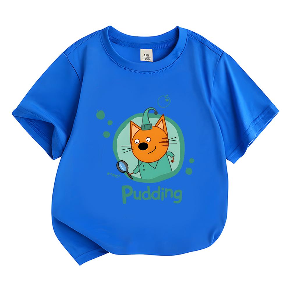 Summer 100% Cotton Kid-e-cats T-shirt Boy Cartoon Print Short Y2k One Piece Anime O-neck Tees Kids Clothes Girls Anime T-shirt summer Tops