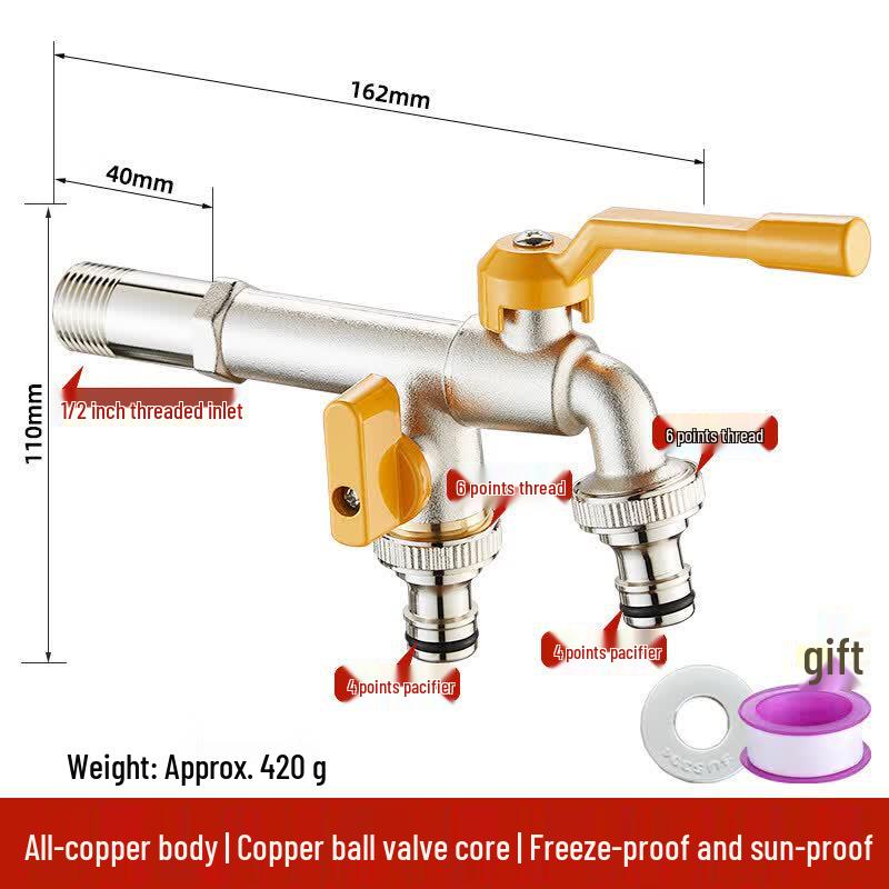 TLXT All-Copper Anti-Freeze Dual Outlet Outdoor Faucet