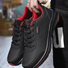 Quanzhou autumn leather sneakers waterproof and non-slip running shoes black soft-soled casual shoes