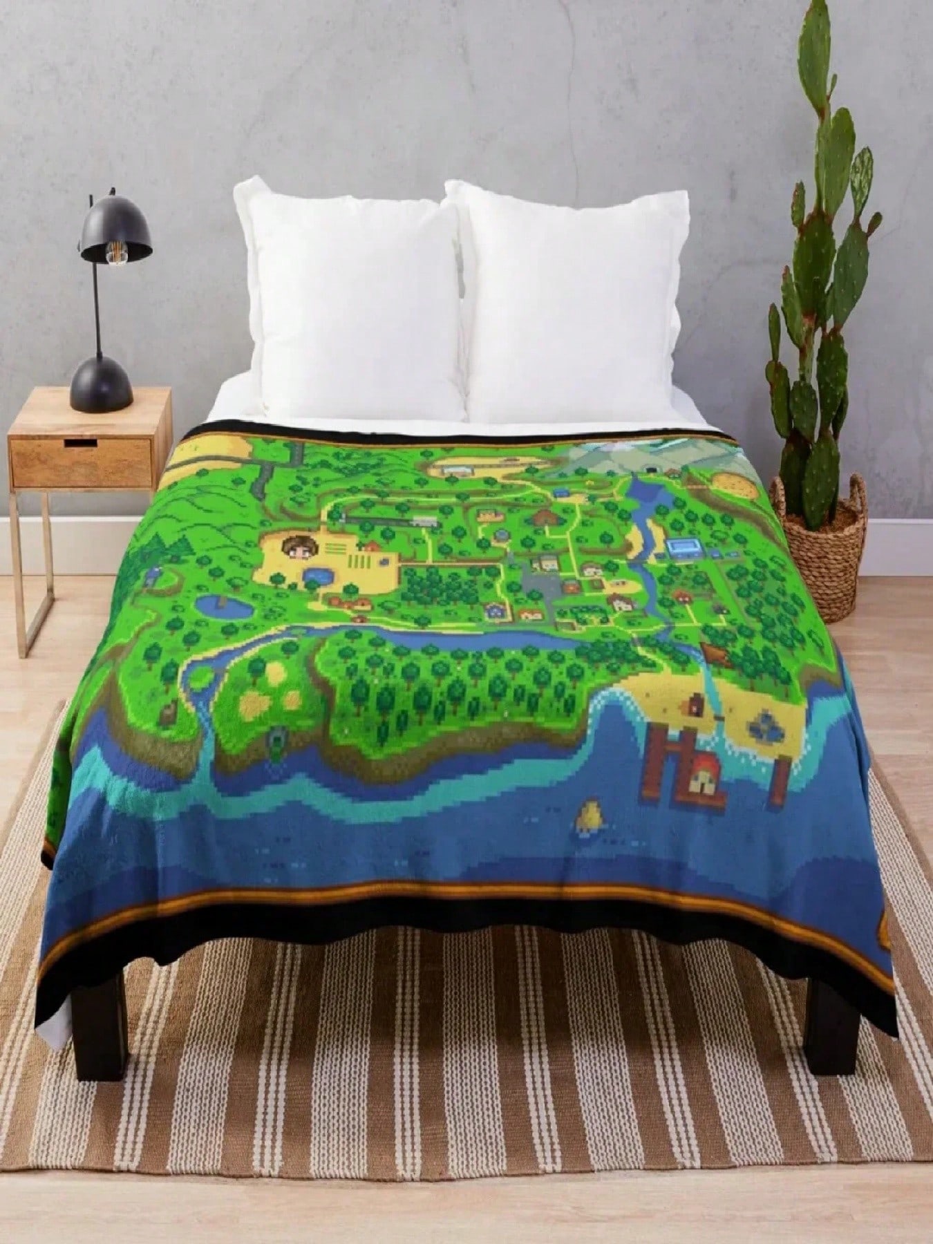 Stardew Valley Map Throw Blanket, Anime Ultra Soft Plush Lightweight Flannel Fleece Blankets For Bed Sofa Living Room Bedroom#Color_8,Size_125X150CM 75X95CM